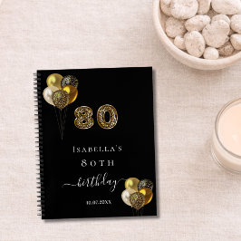 Gästebuch 80. Geburtstag schwarzes Gold Leopard Ti Notizblock