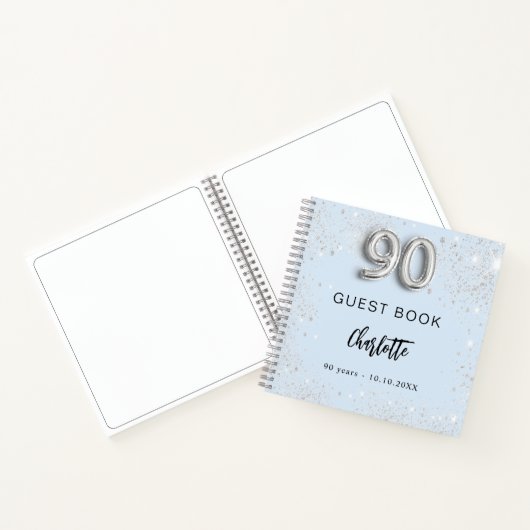 Gästebuch 90. Geburtstag hellblau silber Notizblock (Innenseite)