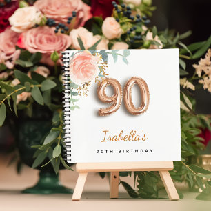 Gästebuch 90. Geburtstag Rose Gold Eukalyptus Notizblock