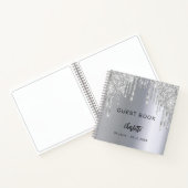 Gästebuch 90. Geburtstag Silber Glitzer Tropfen Notizblock (Innenseite)