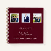 Gästebuch Abschluss burgundy Foto Name Notizblock (Vorderseite)