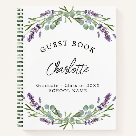 Gästebuch Abschluss lavender violet eucalyptus Notizblock (Vorderseite)