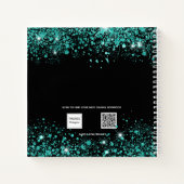 Gästebuch Abschluss schwarz aquamarin grün Glitzer Notizblock (Rückseite)