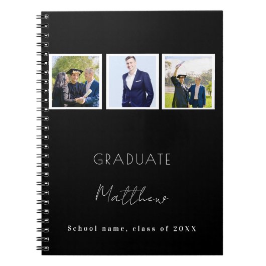 Gästebuch Abschluss Schwarz-weißer Foto Notizblock (Vorderseite)