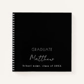 Gästebuch Abschluss Schwarz-weißer Name Notizblock (Vorderseite)