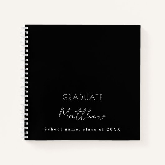 Gästebuch Abschluss Schwarz-weißer Name Notizblock (Vorderseite)