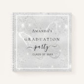 Gästebuch Abschluss Silberschmetterling Glitzer Notizblock (Vorderseite)