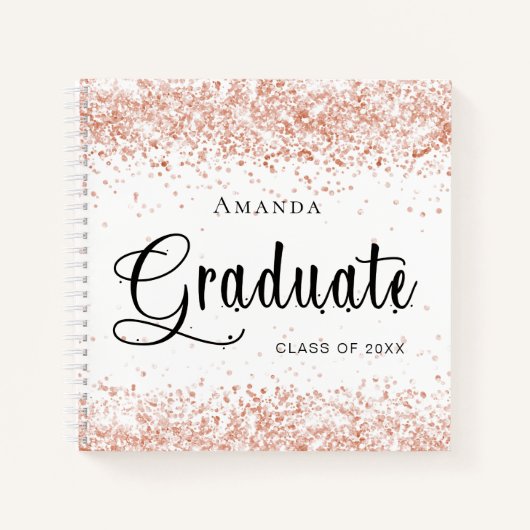 Gästebuch Abschluss Weißer Rosengolf Konfetti Notizblock (Vorderseite)