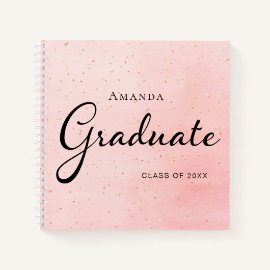 Gästebuch-Absolvent Rosa Gold Notizblock (Vorderseite)