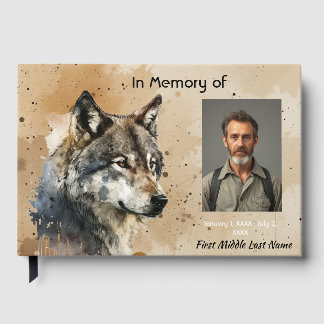 Gästebuch Andenken Wasserfarbe Wolf Tier