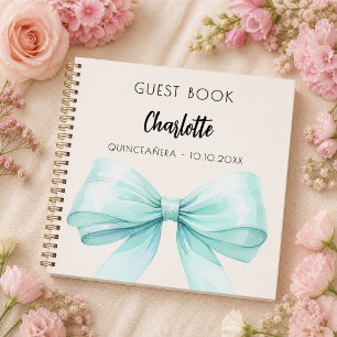 Gästebuch aquamarin grüne Creme Quinceanera Notizblock