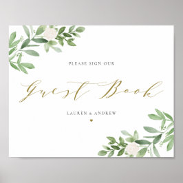 Gästebuch Aquarell und Weiße Blume