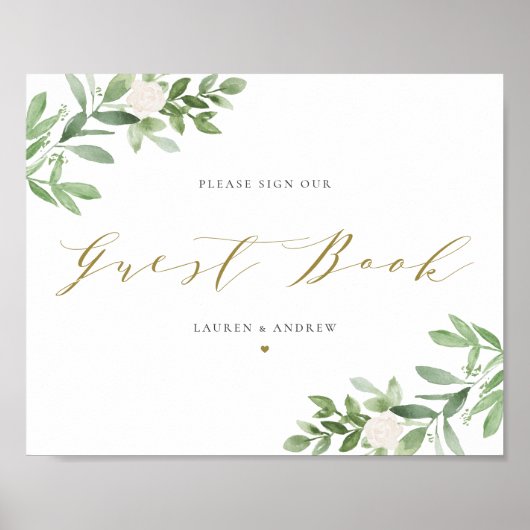 Gästebuch Aquarell und Weiße Blume (Vorne)