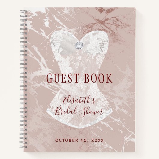 Gästebuch aus weißem und silberfarbenem Brautparty Notizblock (Vorderseite)