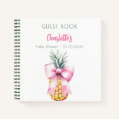Gästebuch Baby Dusche Rosa Ananas Mädchen Notizblock (Vorderseite)