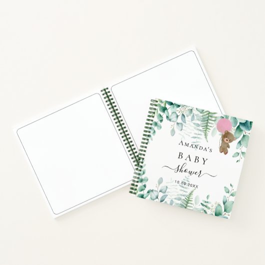 Gästebuch Baby Dusche rosa Teddy Wald Notizblock (Innenseite)