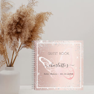 Gästebuch Baby Dusche Rose Gold Silberschmetterlin Notizblock