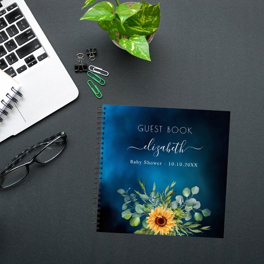 Gästebuch Baby Dusche Sonnenblumen Blau Himmel Notizblock