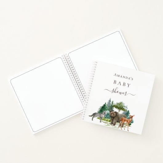 Gästebuch Baby Dusche Waldtiere tragen Notizblock (Innenseite)