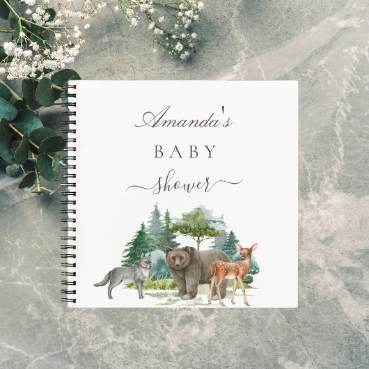 Gästebuch Baby Dusche Waldtiere tragen Notizblock