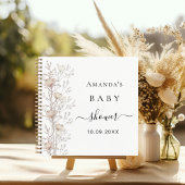 Gästebuch Baby Dusche Wildblumen beige Creme Notizblock