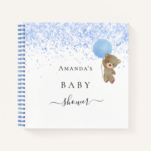 Gästebuch Baby Showboy Blue Teddy Bär Notizblock (Vorderseite)