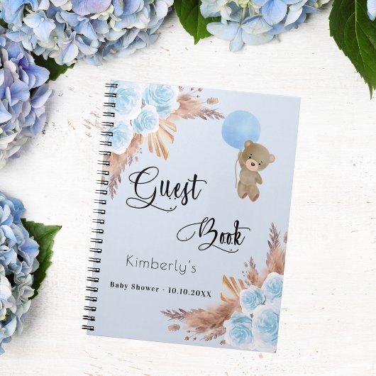 Gästebuch Baby Showboy Teddy Pampas Gras Notizblock