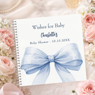 Gästebuch Baby Shower blaue Schleife Jungen Wünsch Notizblock