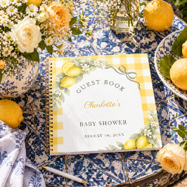 Gästebuch-Baby-Shower-Lemons Gingham Sommer Notizblock