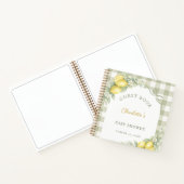 Gästebuch-Baby-Shower-Limonen Gingham salbeigrün Notizblock (Innenseite)