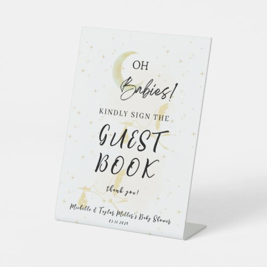 Gästebuch Baby Shower Pedestal Schild (Vorderseite)