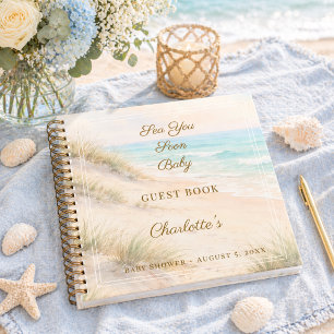 Gästebuch Baby Shower Strand Sea You Soon Notizblock