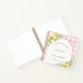 Gästebuch-Baby-Shower-Zitronen rosa Gingham Mädche Notizblock (Innenseite)