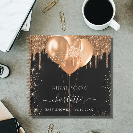 Gästebuch Baby Showschwarz Gold Glitzer Name Notizblock