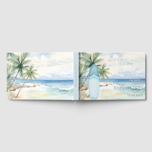 Gästebuch Babydusche an Bord Surfbrett (Voll)