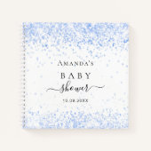 Gästebuch Babydusche Blau Glitzer Staub Notizblock (Vorderseite)