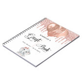Gästebuch Babydusche Elefant Rose Goldballons Notizblock (Linke Seite)