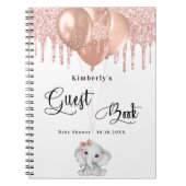 Gästebuch Babydusche Elefant Rose Goldballons Notizblock (Vorderseite)