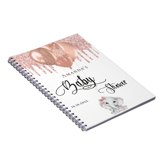 Gästebuch Babydusche Elefant Rose weiß Notizblock (Rechte Seite)