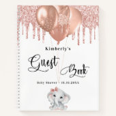 Gästebuch Babydusche Elefant Rose weiß Notizblock (Vorderseite)