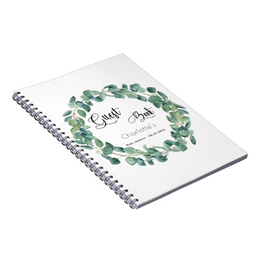 Gästebuch Babydusche Eukalyptus Grüne Notizblock (Rechte Seite)