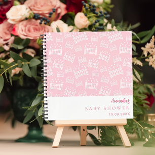 Gästebuch Babydusche Girl Pink weiße Krippen Notizblock