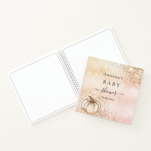 Gästebuch Babydusche Kürbis Rose Goldfall Notizblock (Innenseite)