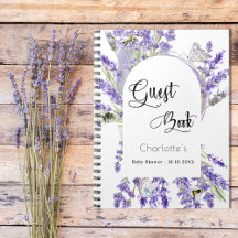 Gästebuch Babydusche Lavendel Veilchen florale