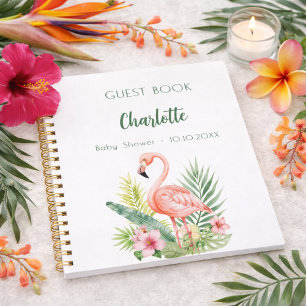 Gästebuch Babydusche rosa Flamingo Notizblock