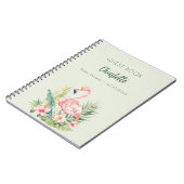 Gästebuch Babydusche Rosa Flamingo Salbei Grün Notizblock (Linke Seite)