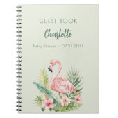 Gästebuch Babydusche Rosa Flamingo Salbei Grün Notizblock (Vorderseite)