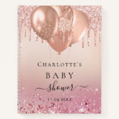 Gästebuch Babydusche Rose Gold Glitzer Notizblock (Vorderseite)