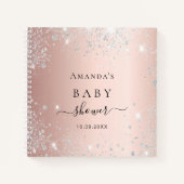 Gästebuch Babydusche Rose Gold Glitzer Notizblock (Vorderseite)