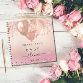 Gästebuch Babydusche Rose Gold Glitzer Notizblock